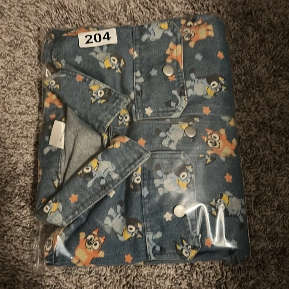 Girls Jean Jacket size XL(14) BLUEY Cartoon Print Denim Bingo Bluey School Coat